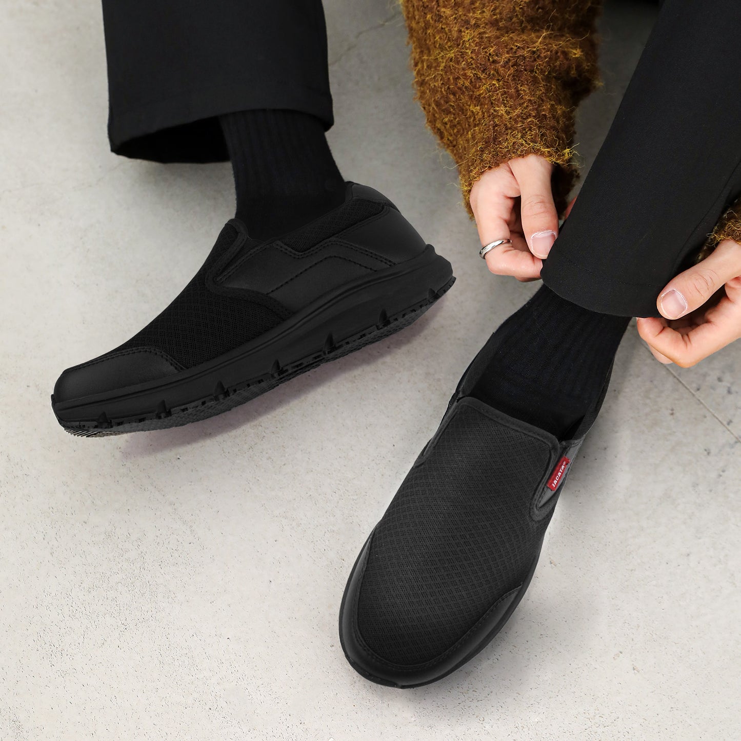 Men's Non Slip Black Work Shoes 23019