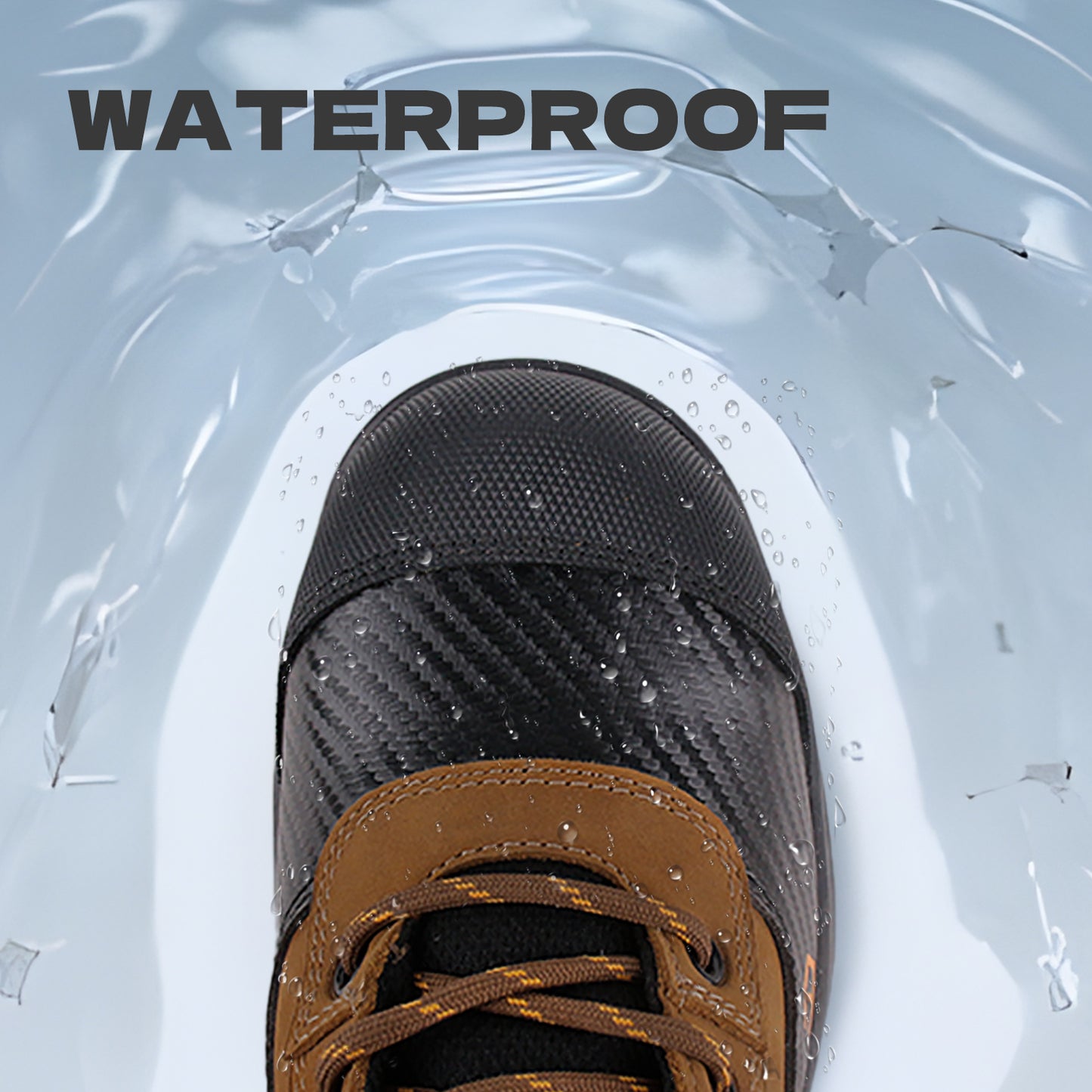 Waterproof Leather Soft Toe Work Boots For Men Brown