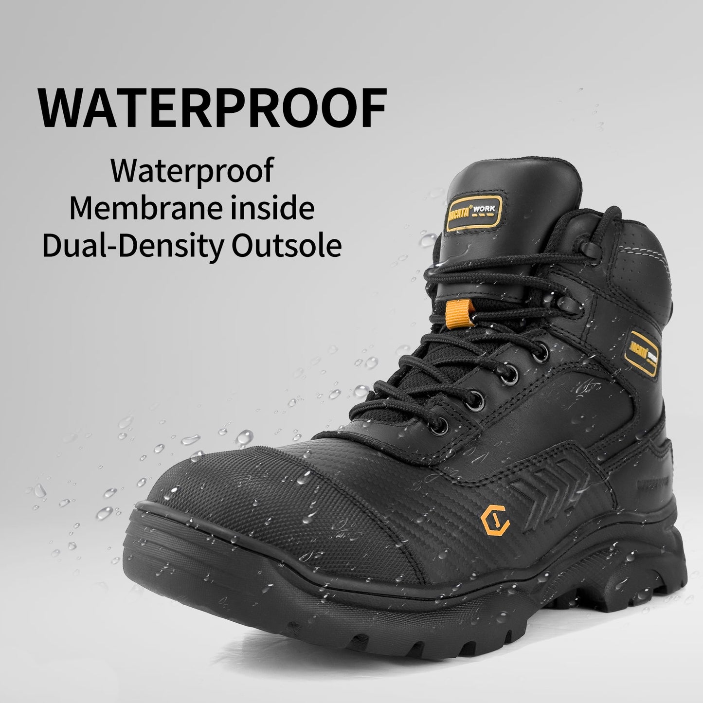 Waterproof Leather Soft Toe Work Boots Black