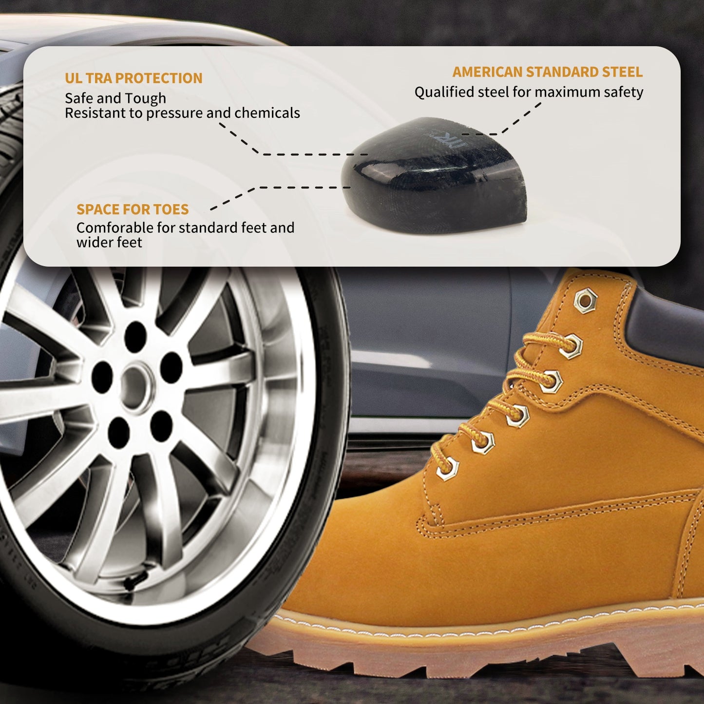 Men's Water Resistant Leather Work Boot Wheat