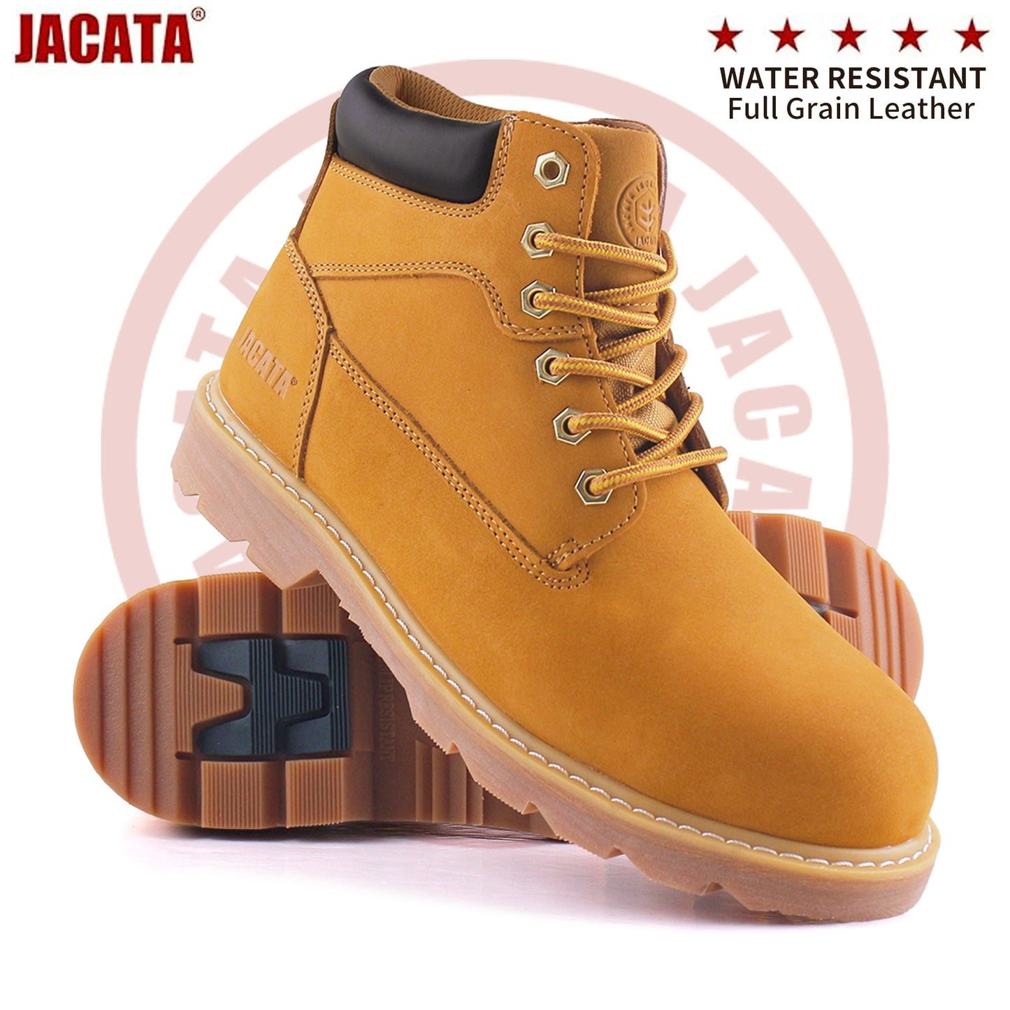 Men's Water Resistant Leather Work Boot Wheat