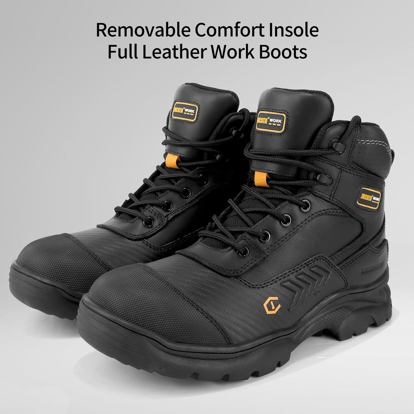 Waterproof Leather Soft Toe Work Boots Black
