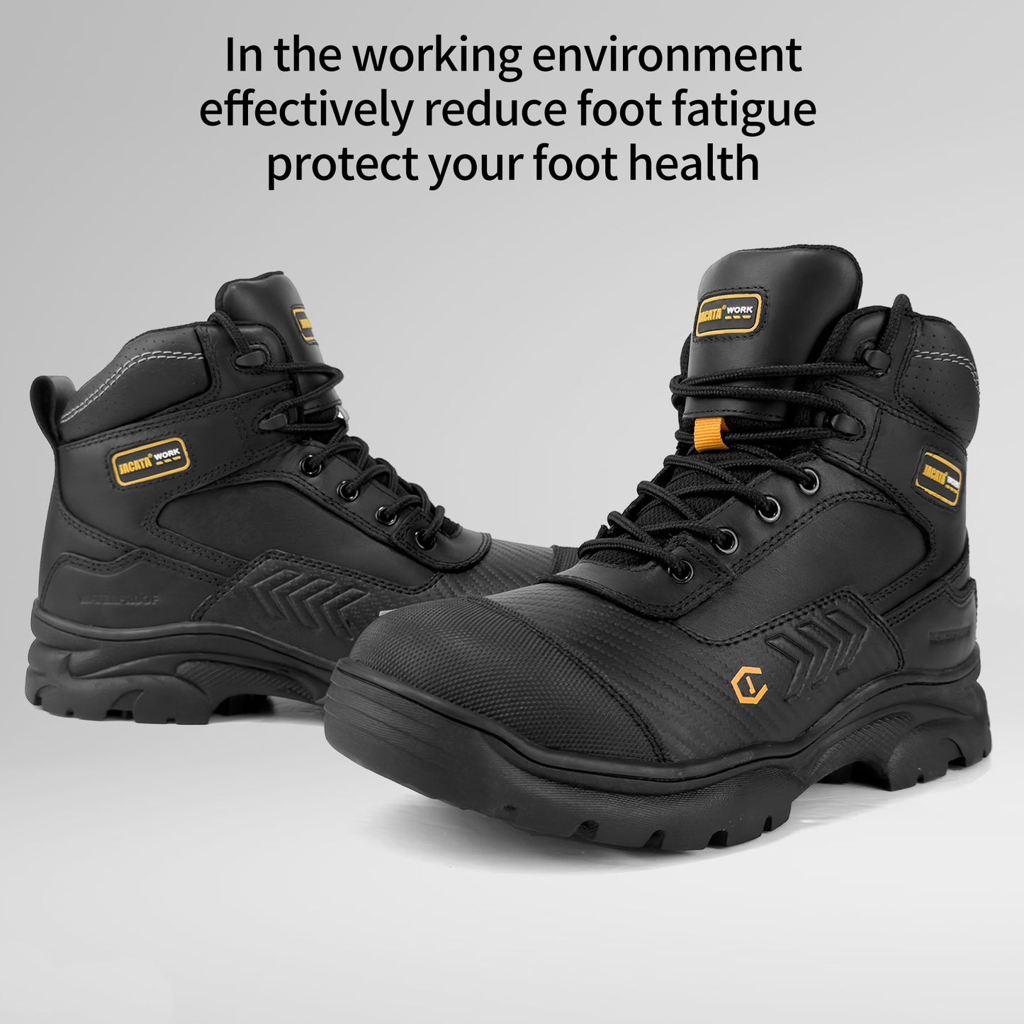 Waterproof Leather Soft Toe Work Boots Black