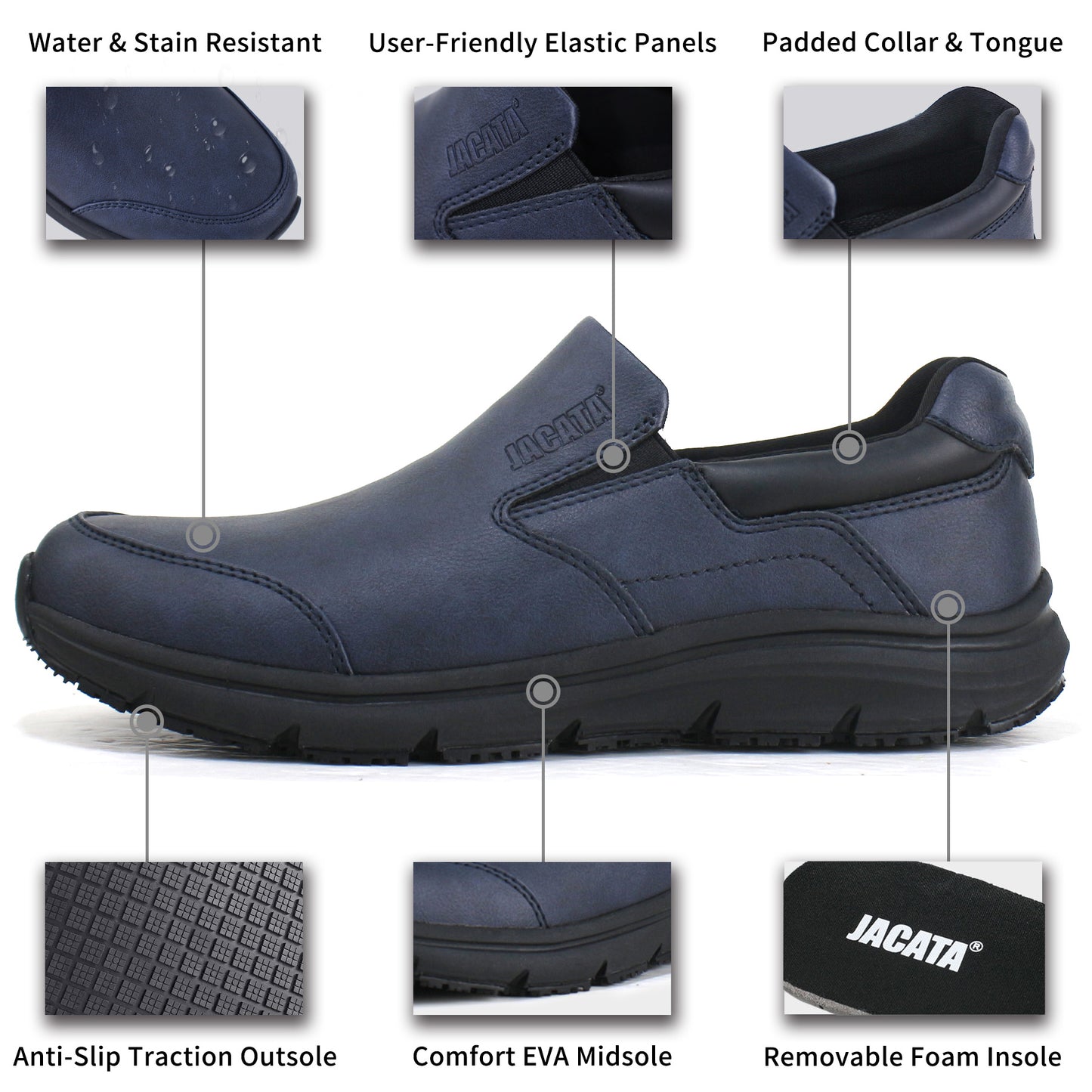 Non Slip Black Work Shoes for Men