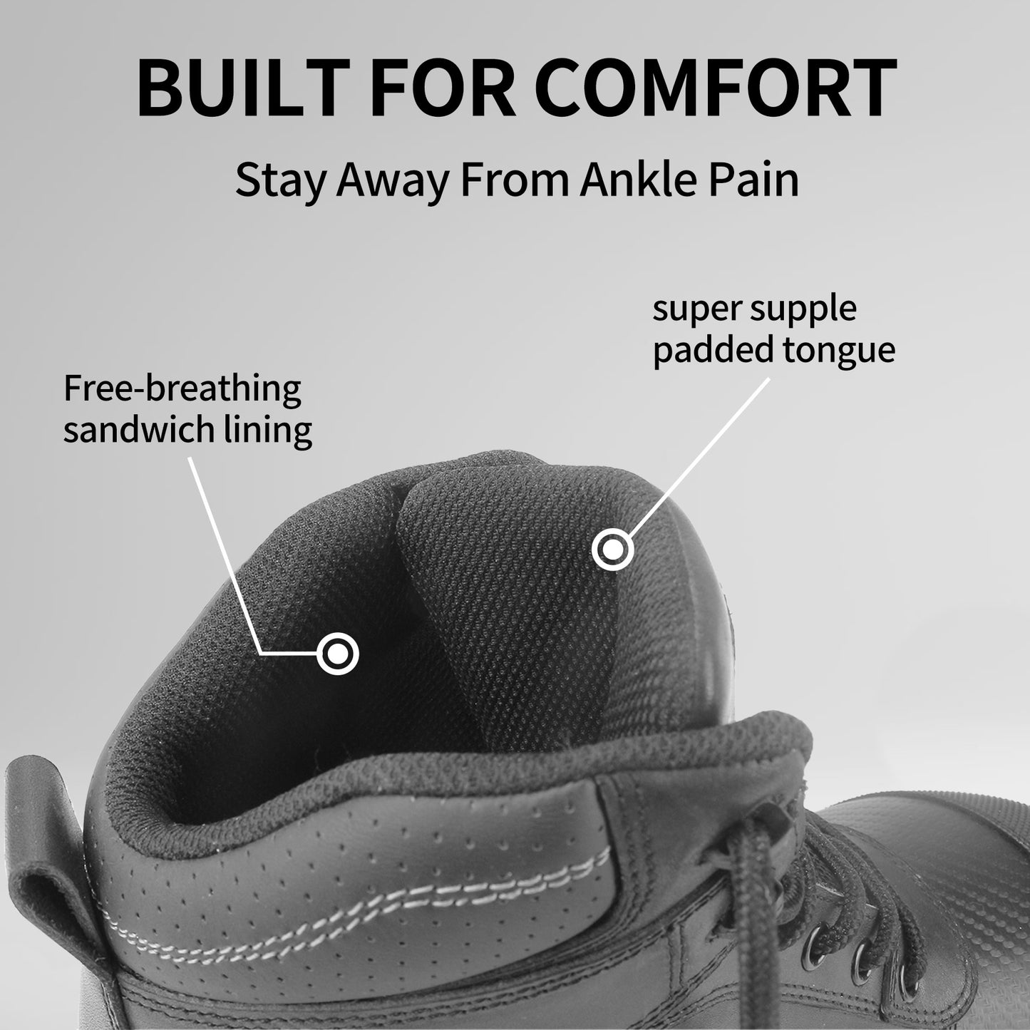 Waterproof Leather Soft Toe Work Boots Black