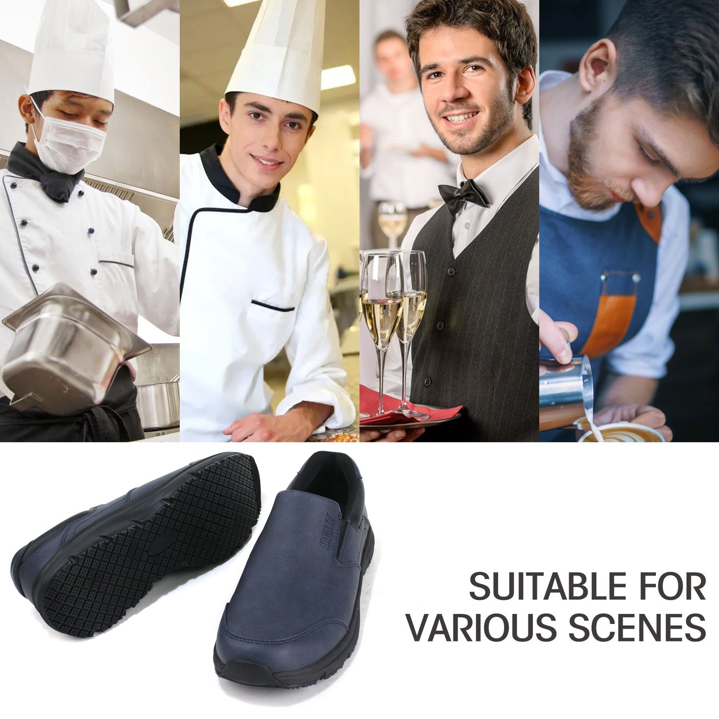 Non Slip Black Work Shoes for Men